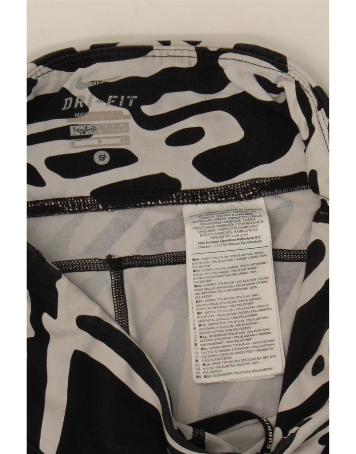 Leggings da donna NIKE Dri Fit con motivo astratto UK 8 piccoli in nylon nero