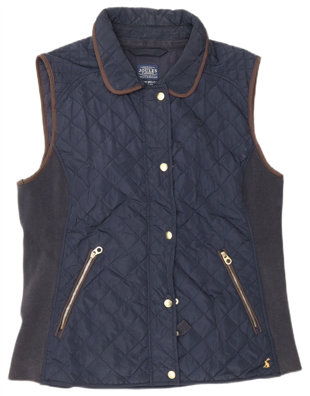 Gilet trapuntato da donna Joules UK 16 grande poliestere blu navy