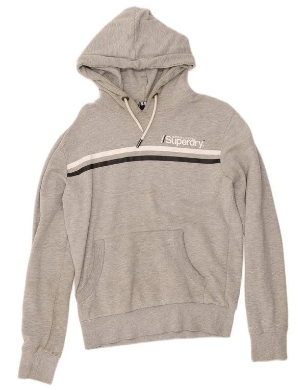 Felpa con cappuccio da donna Superdry UK 10 Small in cotone a righe grigie