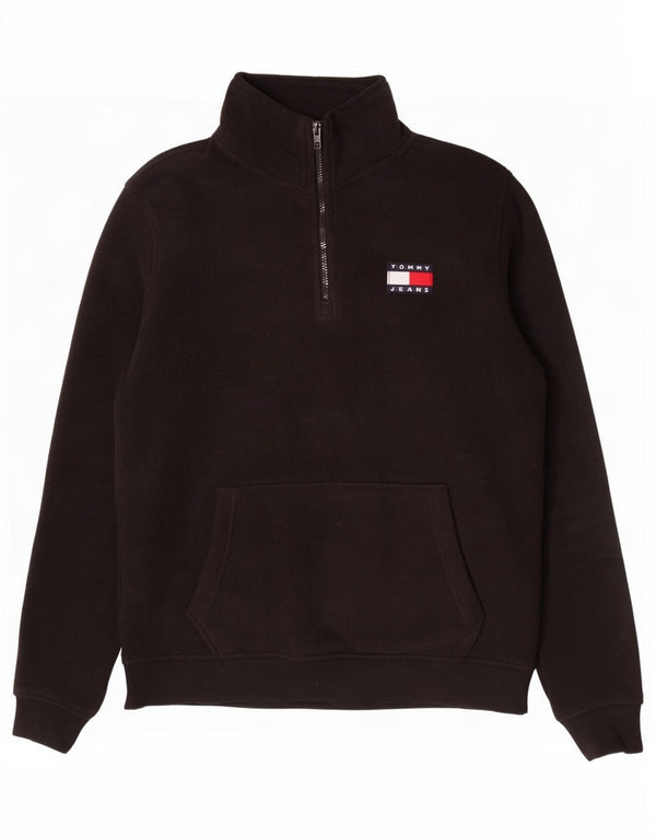 Maglione in pile da uomo Tommy Hilfiger con zip e collo in poliestere nero medio