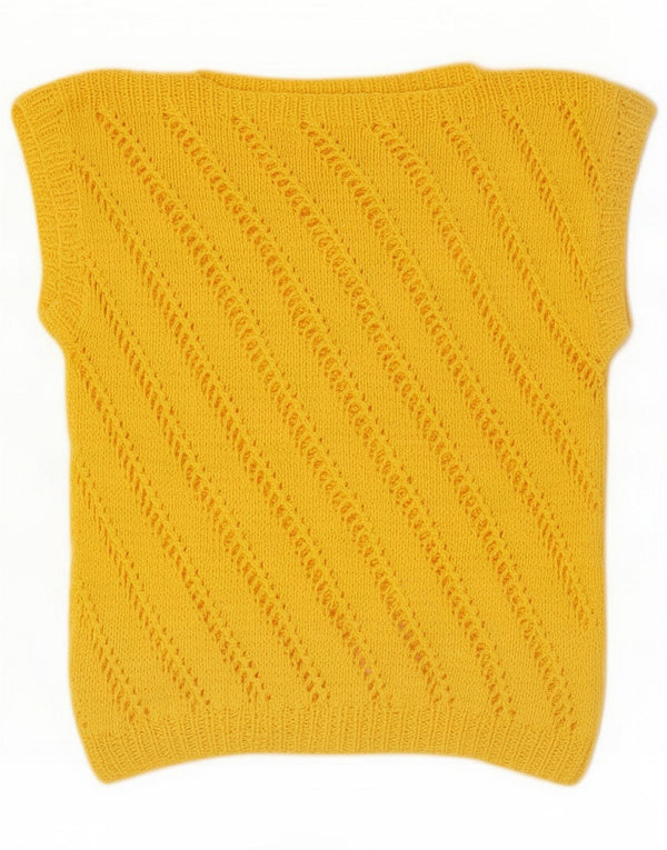 Canotta vintage da donna UK 10 Small Yellow Striped