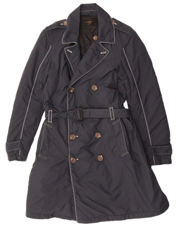 DIESEL Trench doppiopetto da uomo UK 36 piccolo nylon blu navy