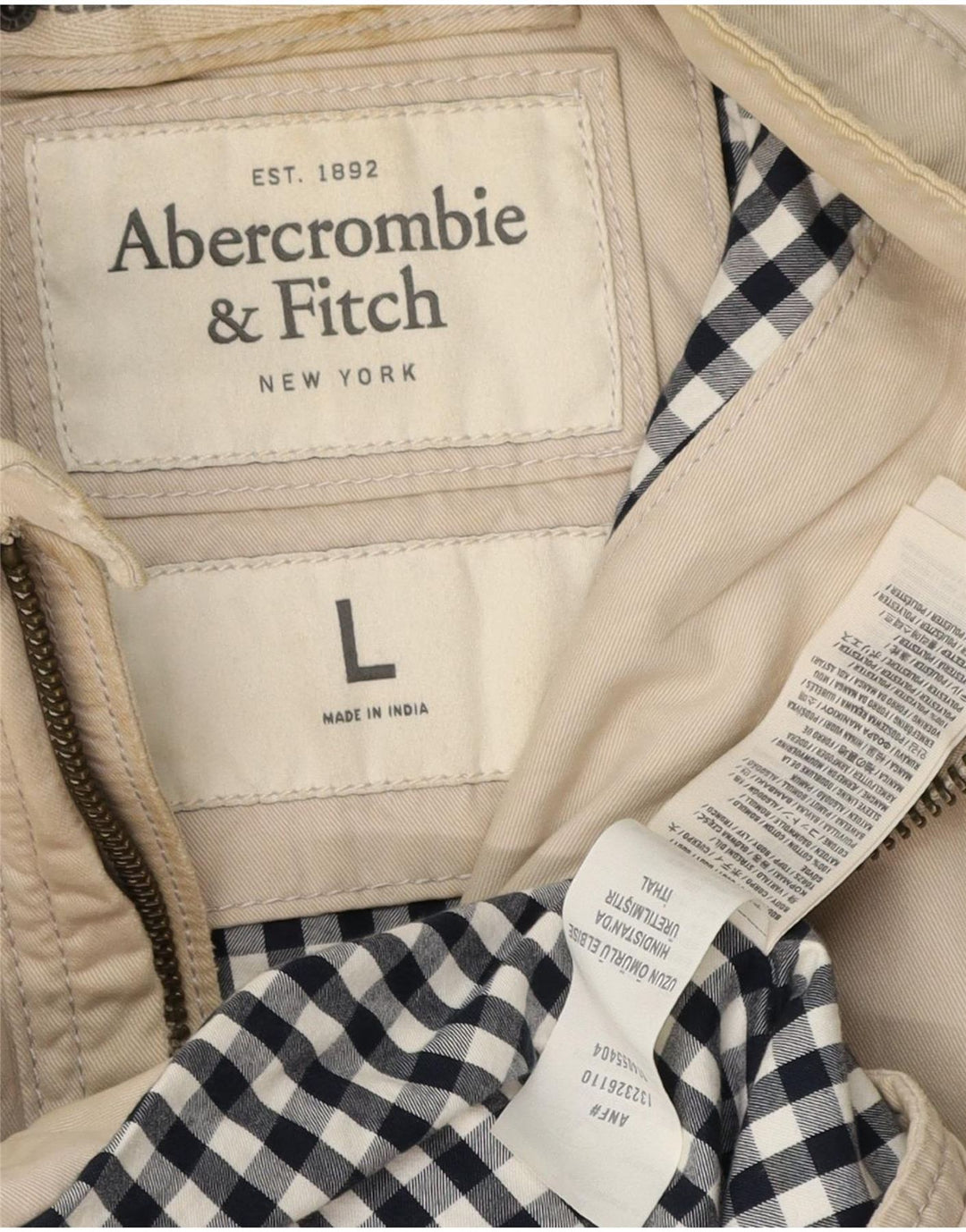 Giubbotto bomber da uomo Abercrombie & Fitch UK 40 grande in cotone beige