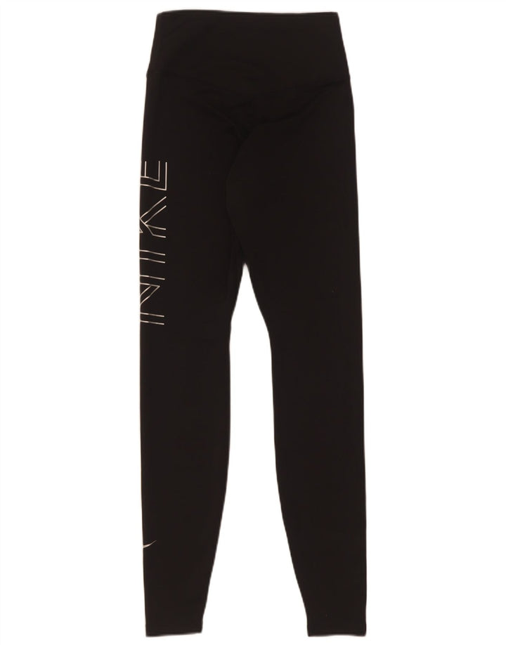 Leggings grafici Nike Dri Fit da donna UK 4 XS poliestere nero