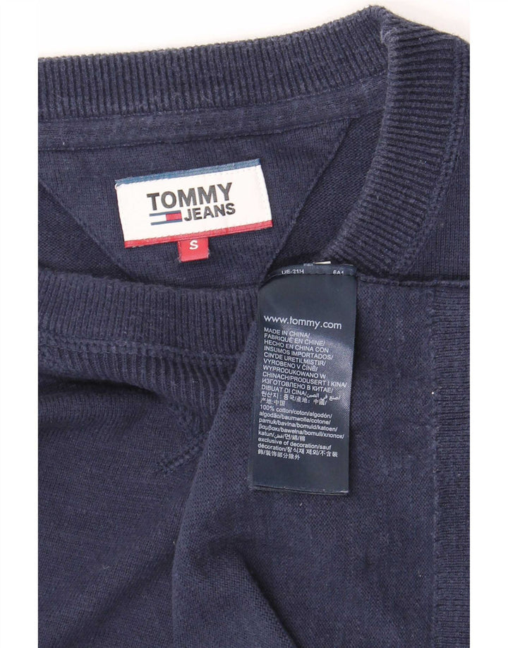 Maglione maglione girocollo da uomo Tommy Hilfiger piccolo in cotone blu navy
