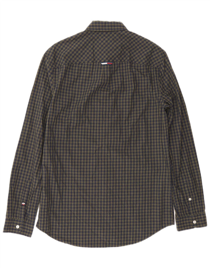 Tommy Hilfiger Camicia da uomo vestibilità regolare piccola in cotone a quadretti blu navy
