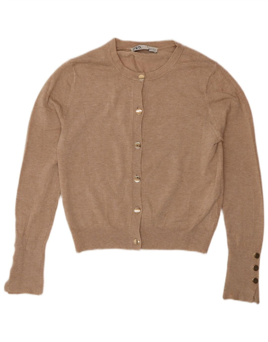 Maglione cardigan corto da donna Zara UK 10 piccolo marrone