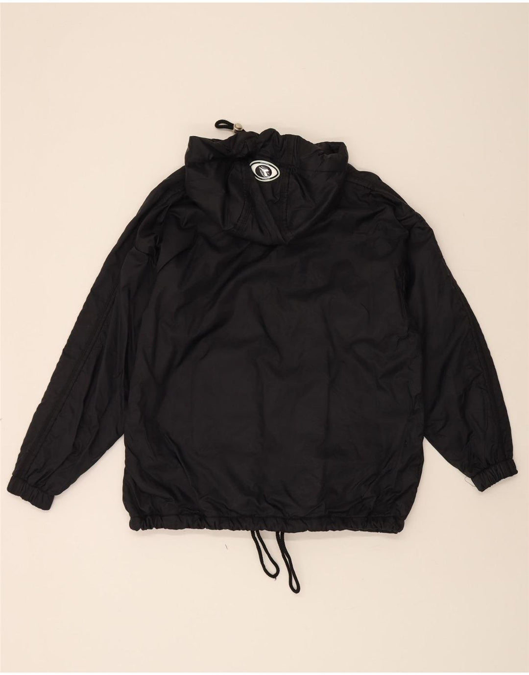 DIADORA Womens Oversized Hooded Windbreaker Jacket UK 10 Small Black Vintage Diadora and Second-Hand Diadora from Messina Hembry 