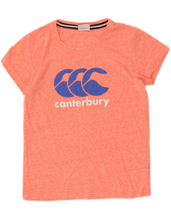 Canterbury - Maglietta grafica da donna, taglia UK 10, piccola, in cotone chiazzato arancione