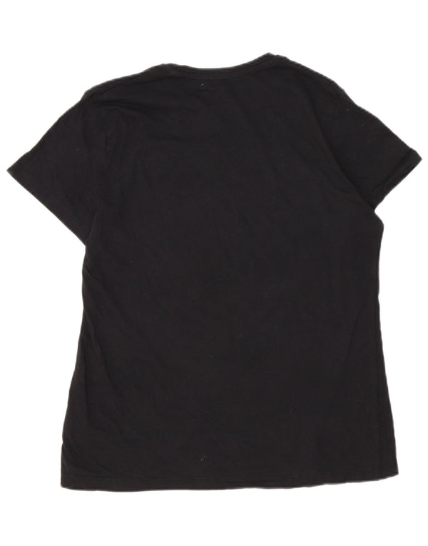T-shirt grafica da donna Adidas Top UK 16/18 grande cotone nero