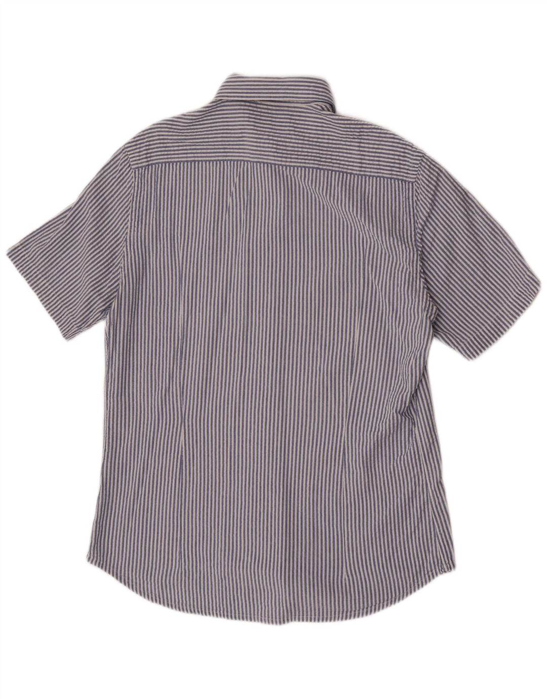 Camicia Kappa Uomo Manica Corta Large Blu Gessato in Cotone