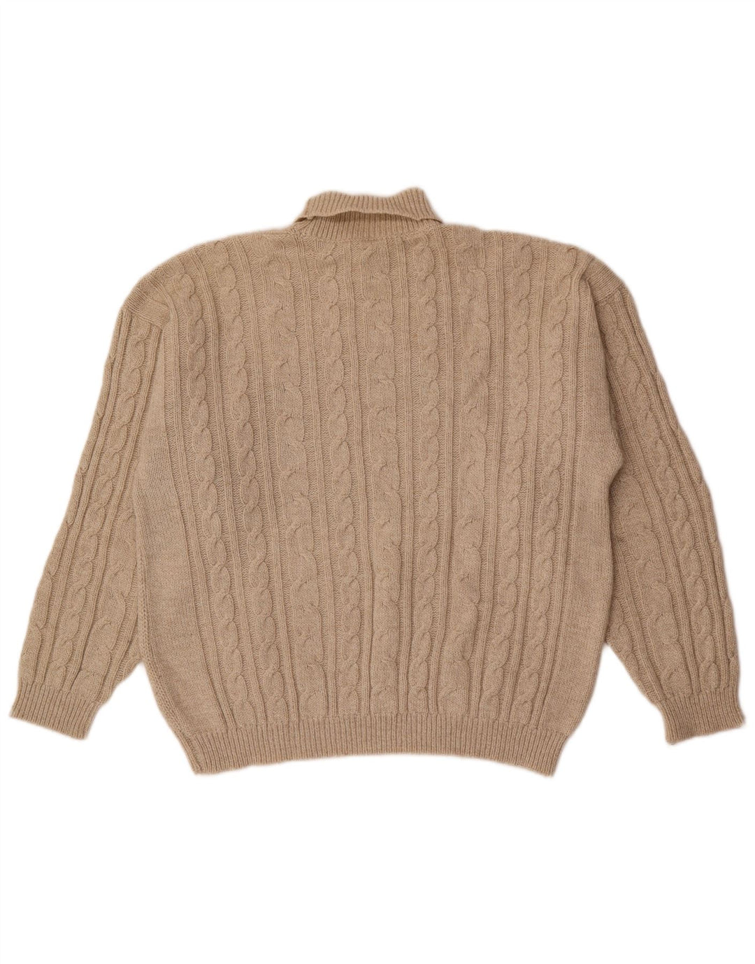 Maglione maglione vintage da uomo con collo alto beige medio geometrico