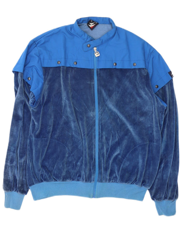 Giacca da ginnastica da uomo in velluto Cagi di grandi dimensioni in cotone blu