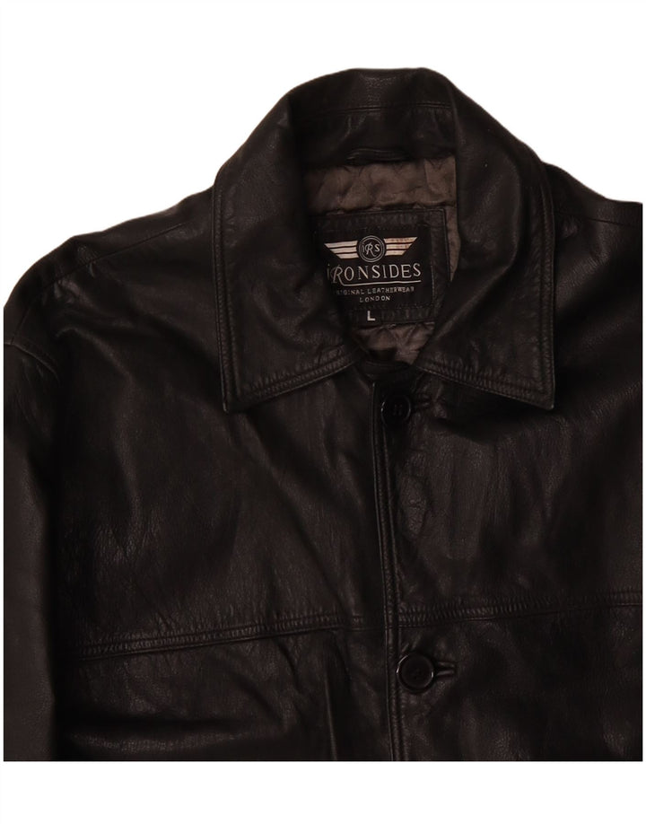Giacca in pelle da uomo Ironsides UK 40 grande in pelle nera