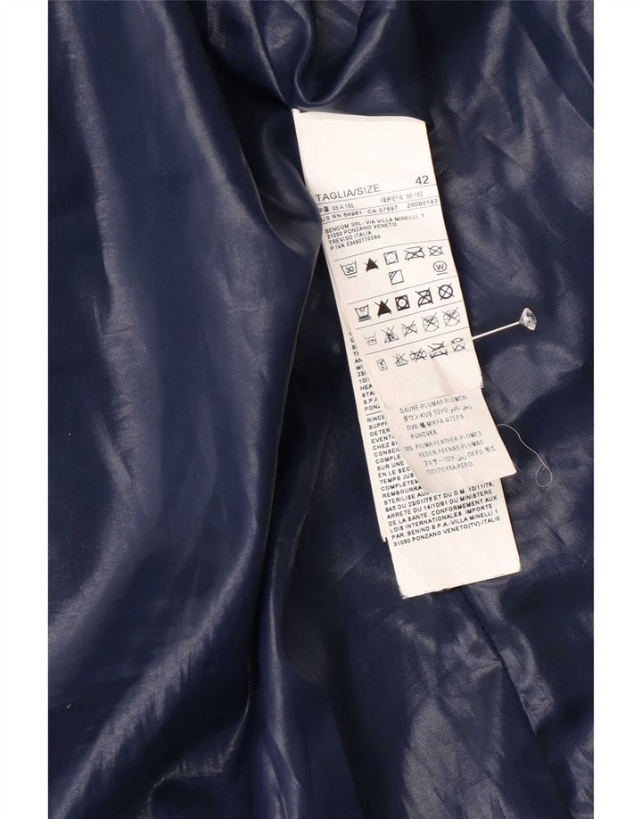 Cappotto imbottito con cappuccio da donna Benetton IT 42 Medium Blu Navy Poliammide