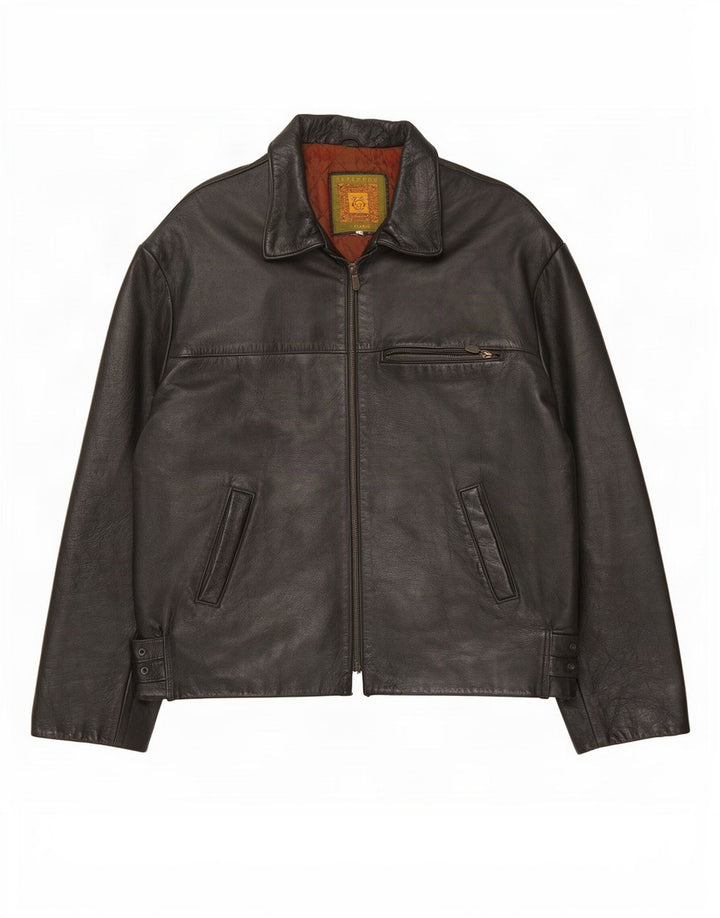 Giacca in pelle vintage da uomo UK 42 XL nera