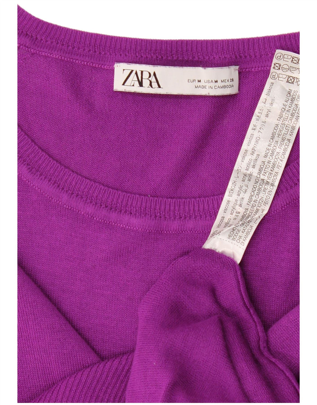 Maglione maglione oversize con scollo a barca da donna Zara UK 14 Viscosa viola medio