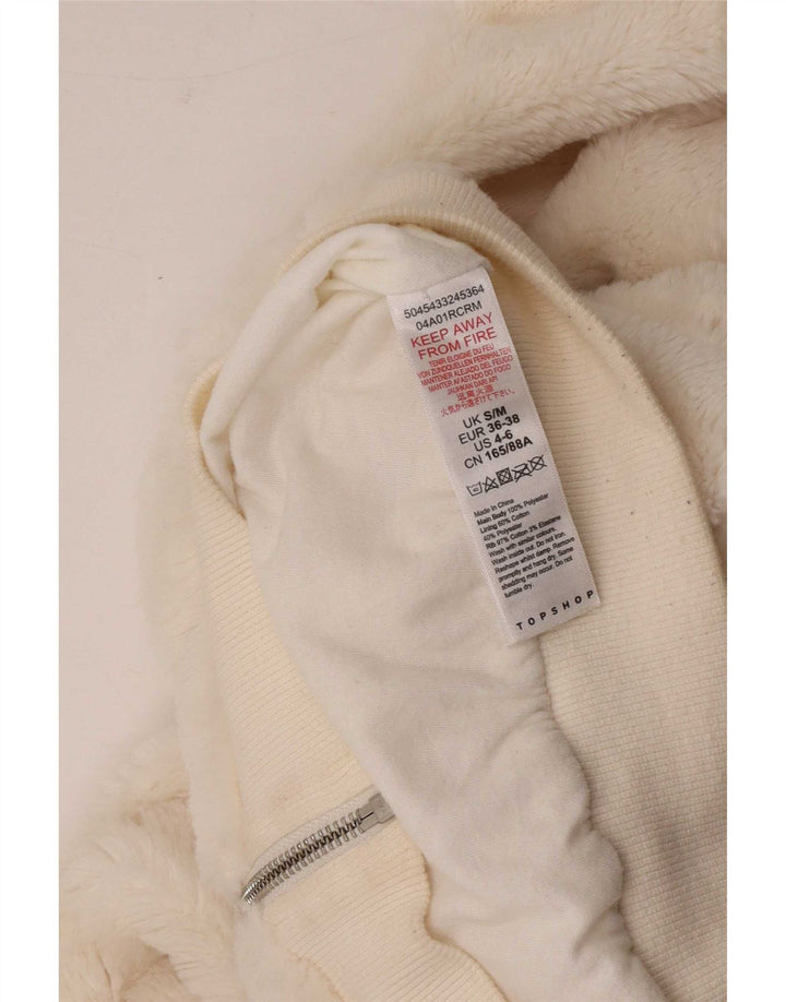Topshop Bomber con cappuccio da donna con orsacchiotto UK 10 piccolo bianco sporco