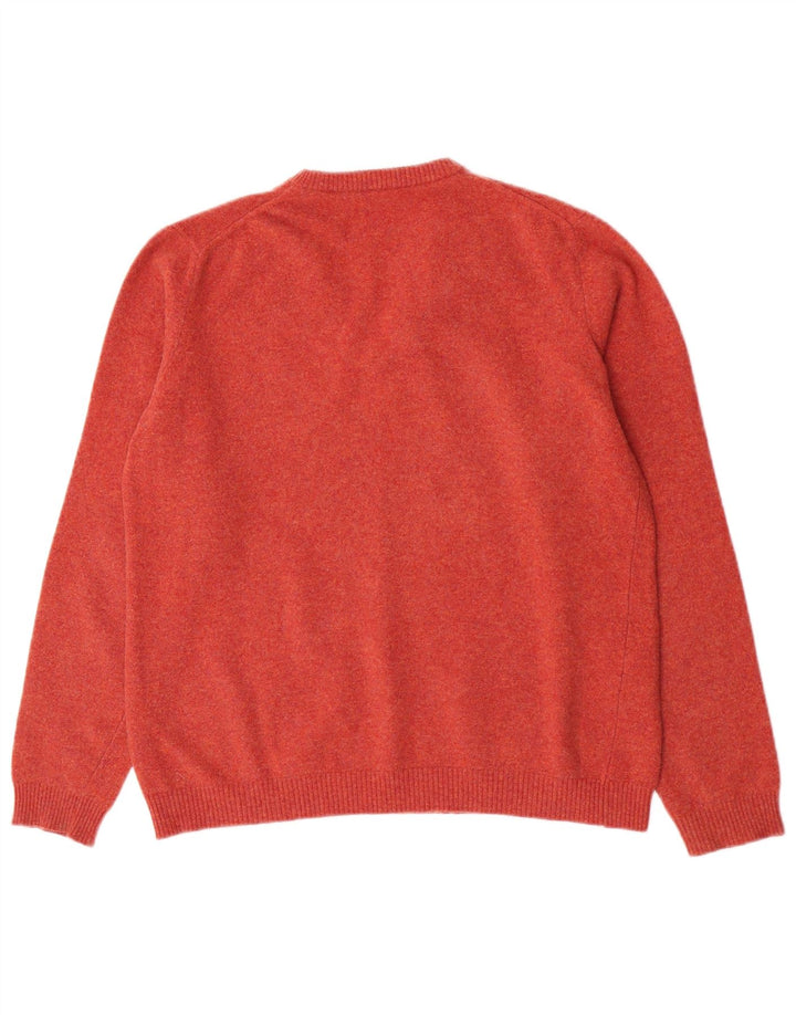 Maglione maglione vintage da donna con scollo a V UK 12 Lana merino rosa medio