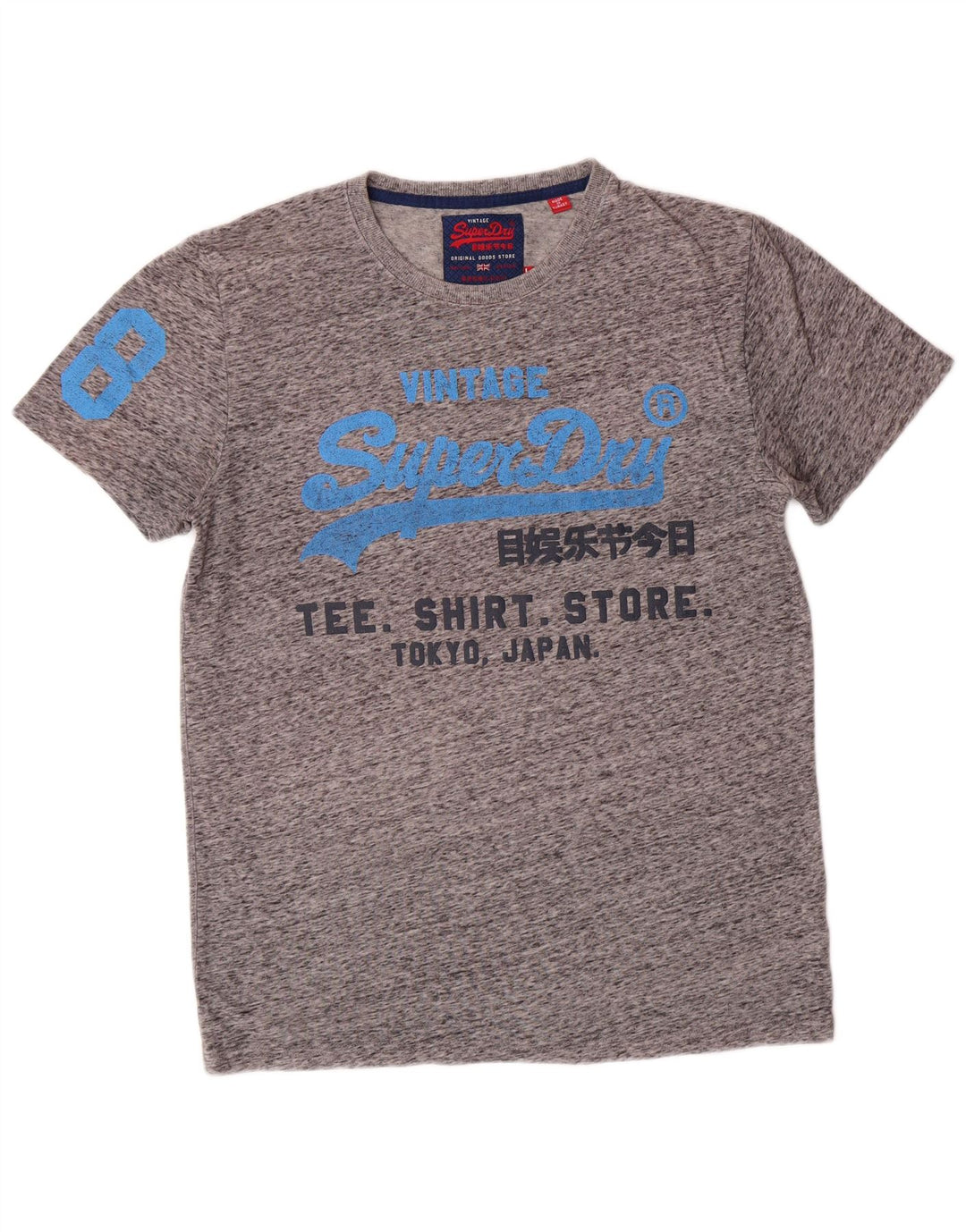 T-shirt grafica da uomo SUPERDRY Top grande in cotone chiazzato grigio