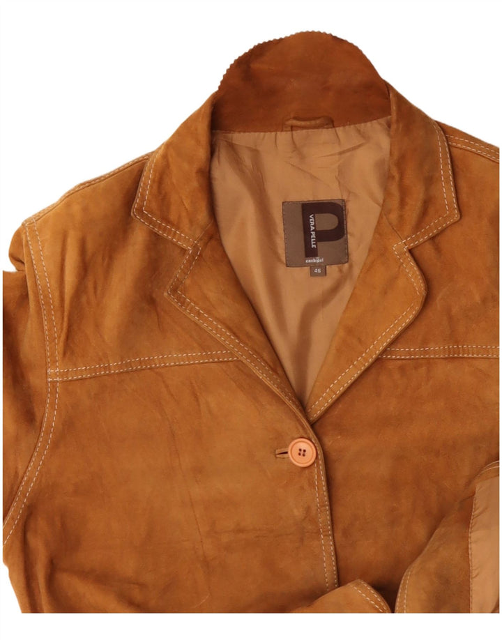 Giacca Blazer da Donna in Pelle Scamosciata 3 Bottoni Conbipel IT 46 Large in Pelle Beige