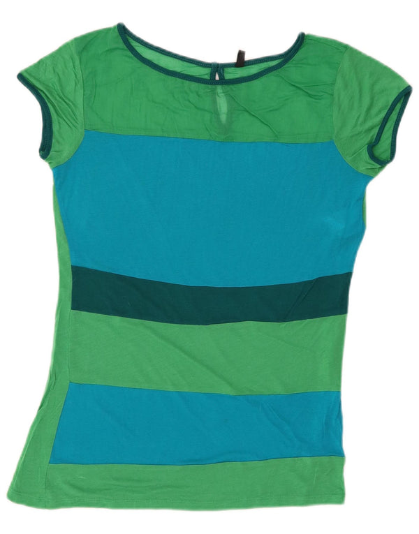 T-shirt da donna BENETTON UK 12 Lyocell color block verde medio