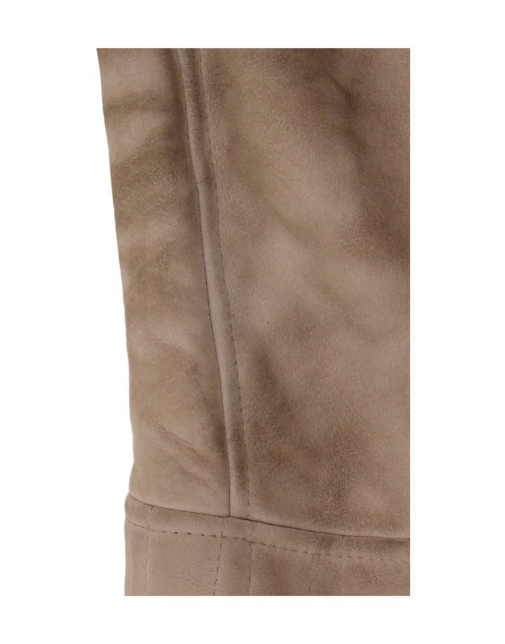 Cappotto in shearling vintage da donna IT 46 grande in pelle beige