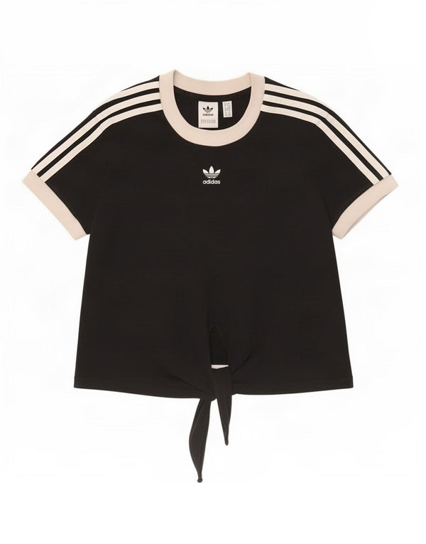 T-shirt Adidas da donna con allacciatura frontale corta UK 6 XS cotone color block nero