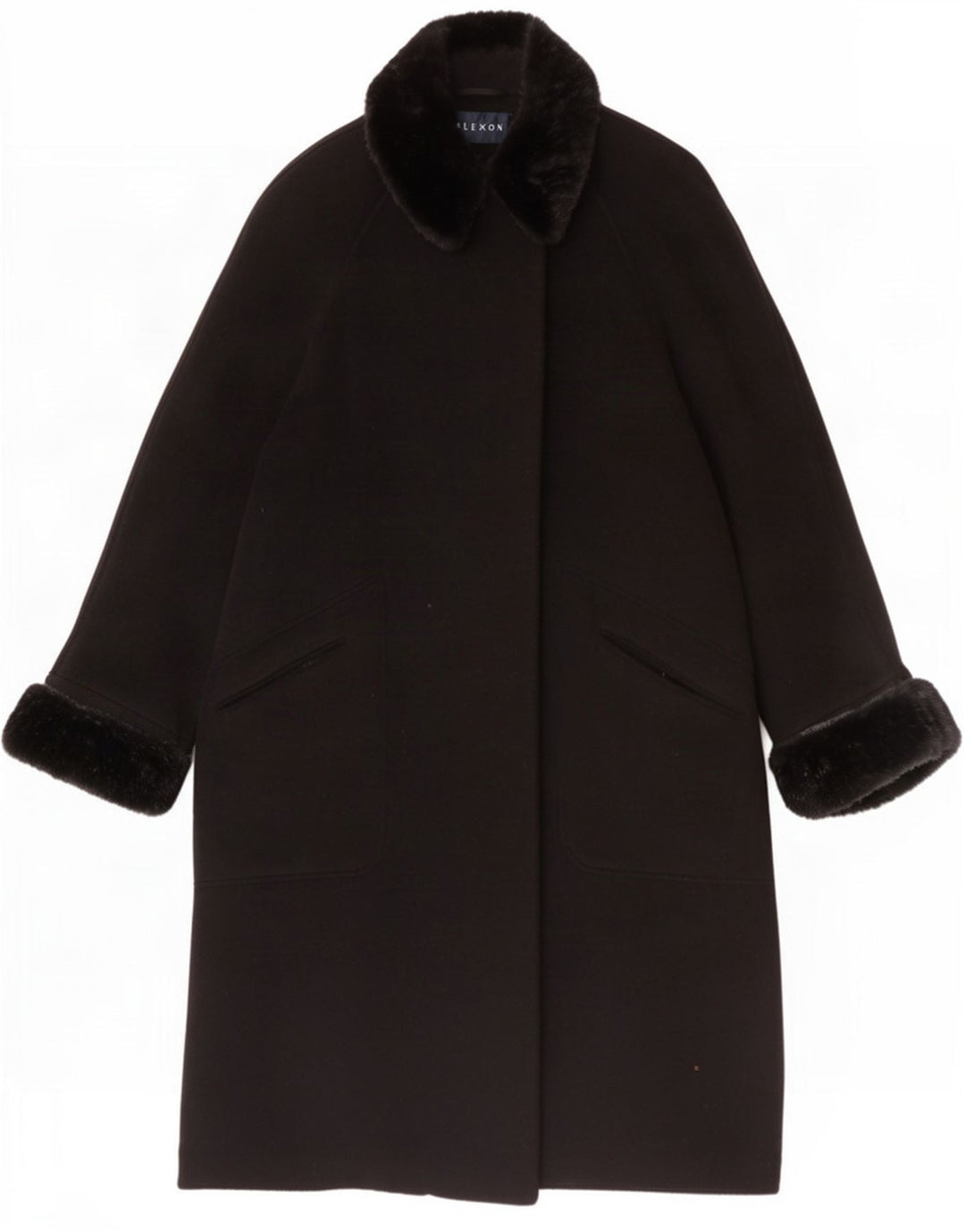 ALEXON Cappotto oversize da donna UK 12 Lana nera media