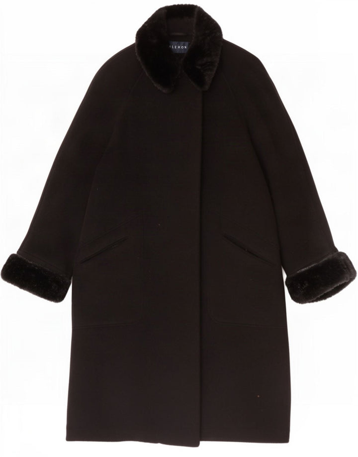 ALEXON Cappotto oversize da donna UK 12 Lana nera media