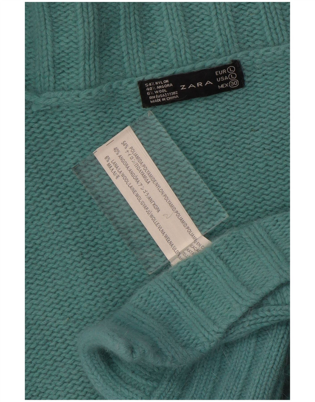 Maglione cardigan aperto da donna Zara UK 16 grande nylon turchese