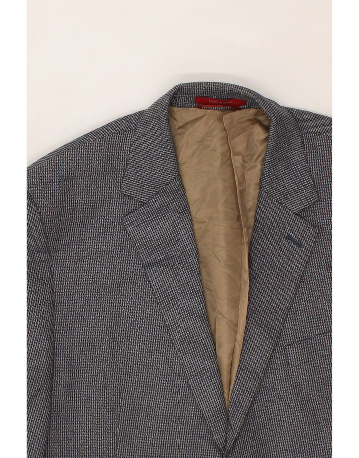IZOD Mens 2 Button Blazer Jacket UK 42 XL Grey Houndstooth Polyester Vintage Izod and Second-Hand Izod from Messina Hembry 