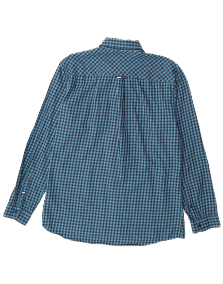 TOMMY HILFIGER Camicia da uomo vestibilità regolare in cotone a quadri blu grandi