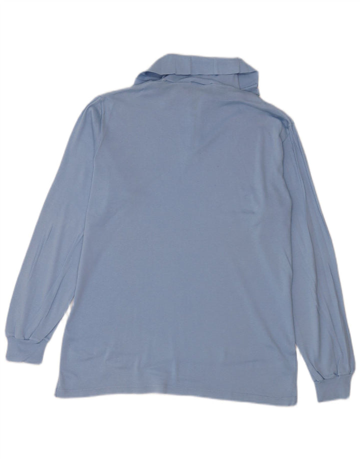 Top vintage da uomo con zip a 1/4 manica lunga XL blu