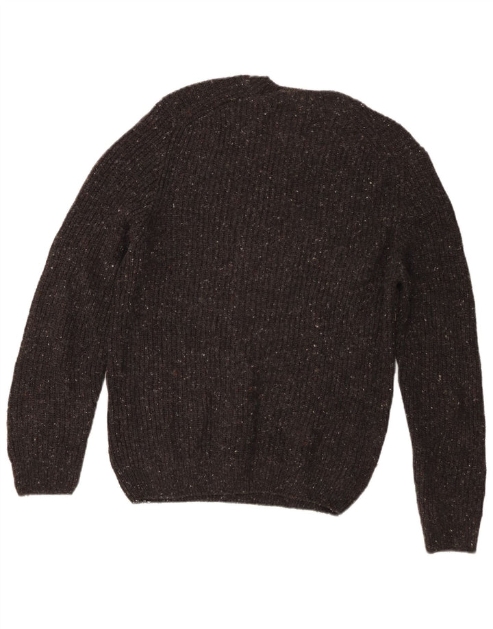 Maglione girocollo da uomo Zara in lana screziata grigio medio