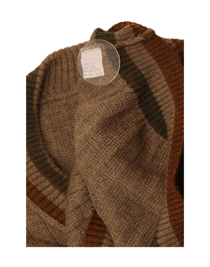 Maglione vintage da uomo con scollo a V XL in lana beige