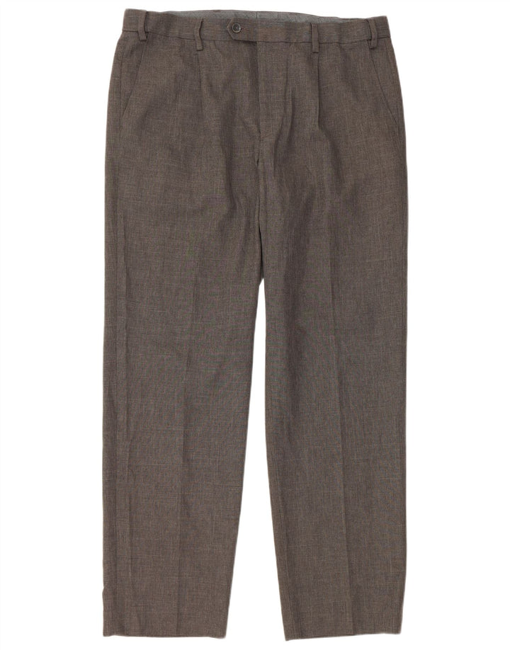 Pantaloni da abito dritti da uomo Marks & Spencer W36 L31 poliestere grigio
