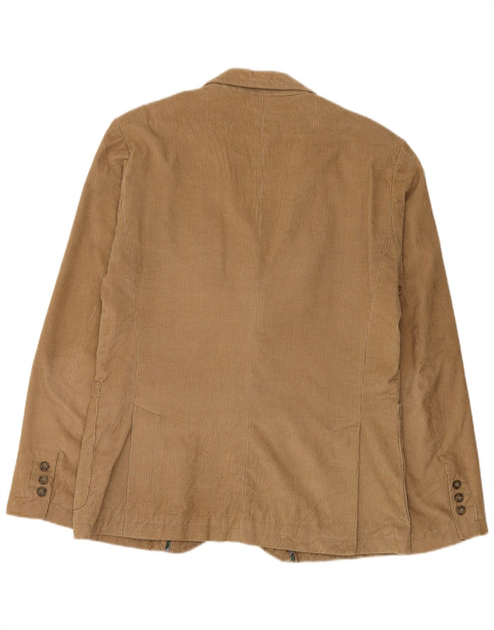Giacca blazer da uomo in velluto a coste a 2 bottoni Zara UK 40 grande in cotone marrone