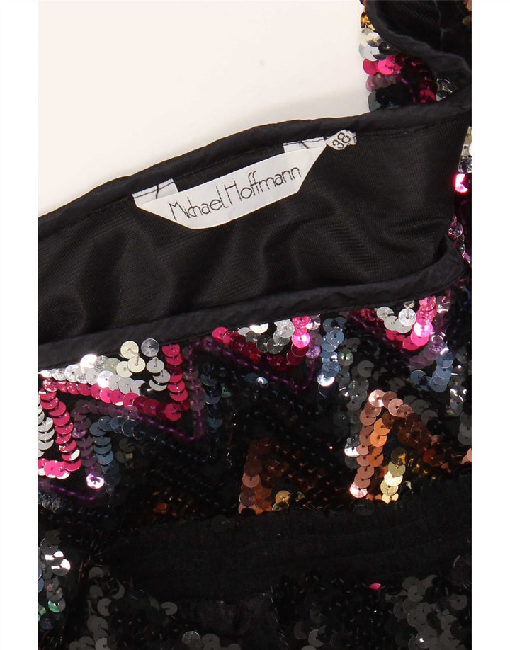 Camicetta vintage con paillettes da donna Top EU 38 Chevron medio multicolore