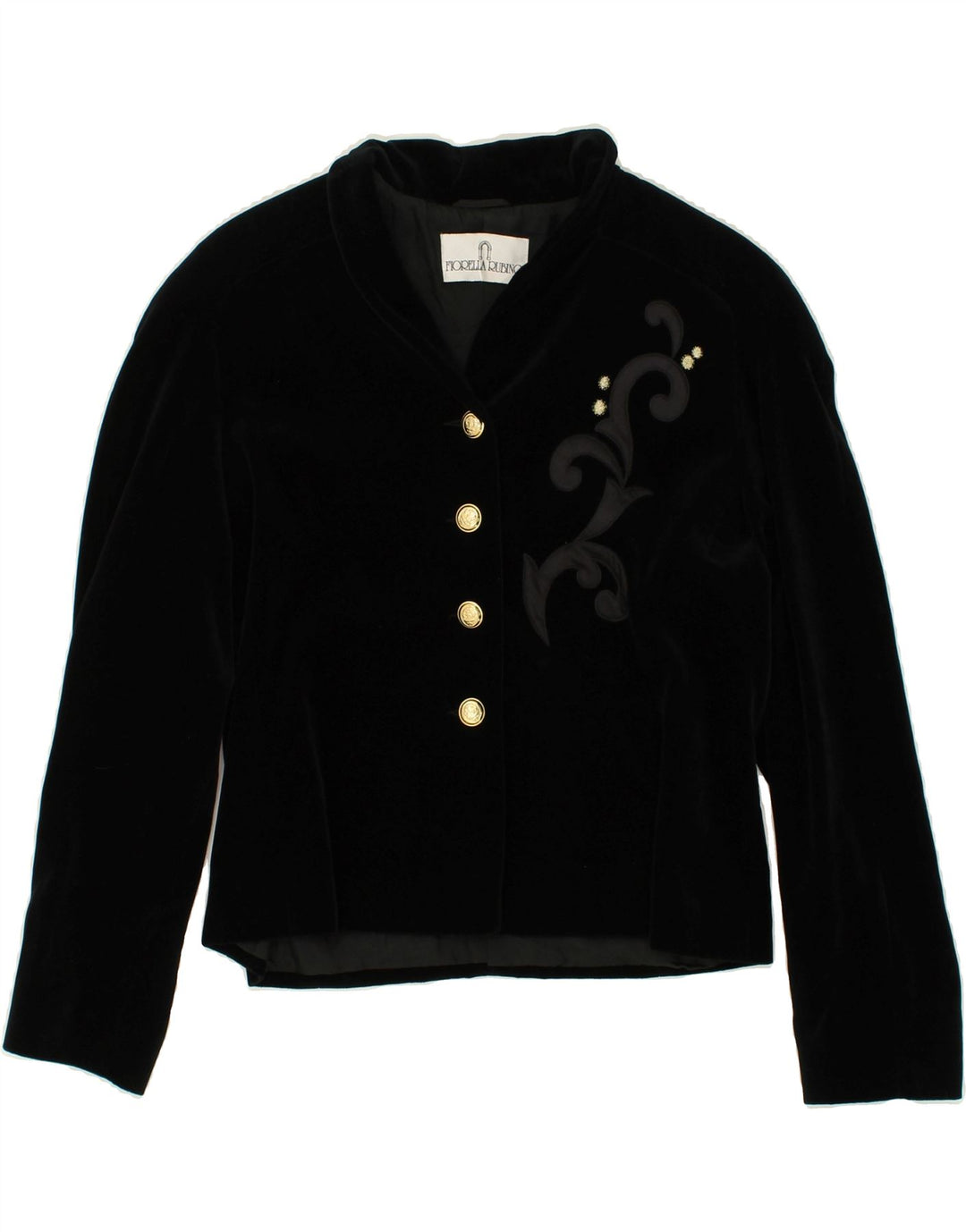 FIORELLA RUBINO Womens 4 Button Blazer Jacket UK 12 Medium Black Cotton | Vintage Fiorella Rubino | Thrift | Second-Hand Fiorella Rubino | Used Clothing | Messina Hembry 