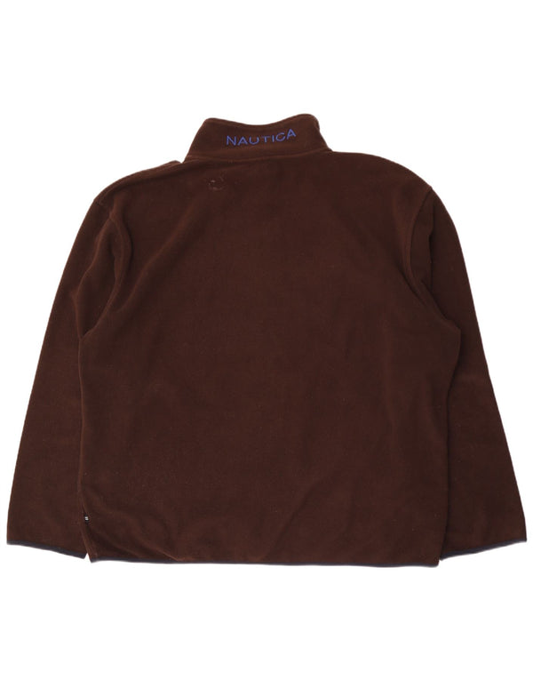 Maglione in pile da uomo con collo con zip grafica Nautica 2XL poliestere marrone