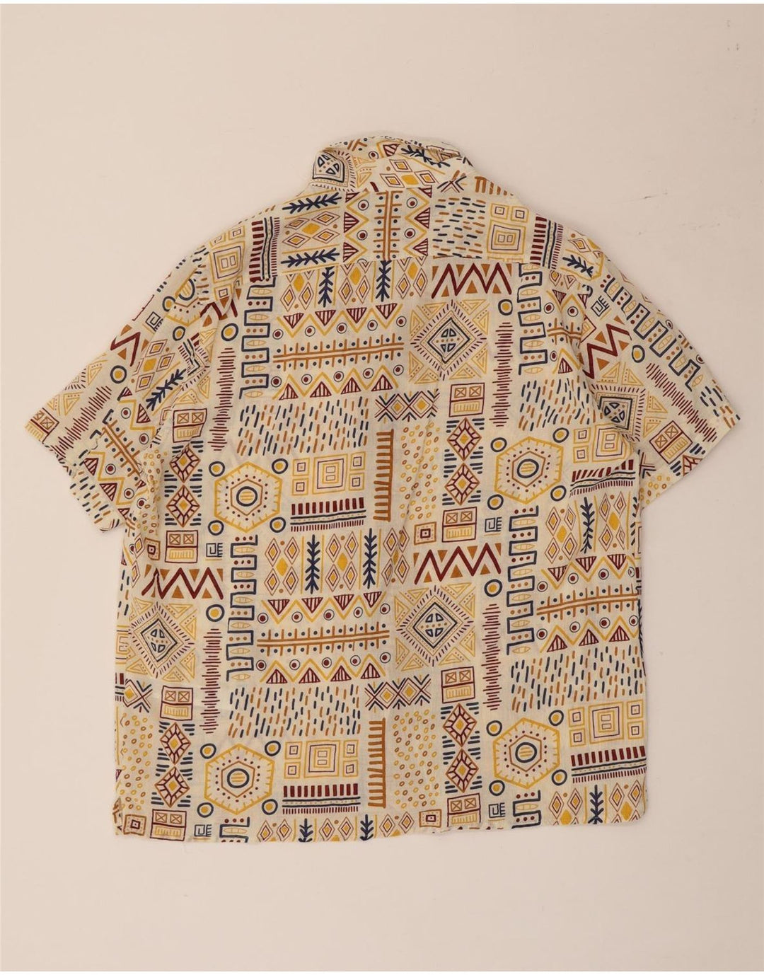 Calliope Camicia da uomo a maniche corte dalla vestibilità rilassata Piccola geometrica multicolore