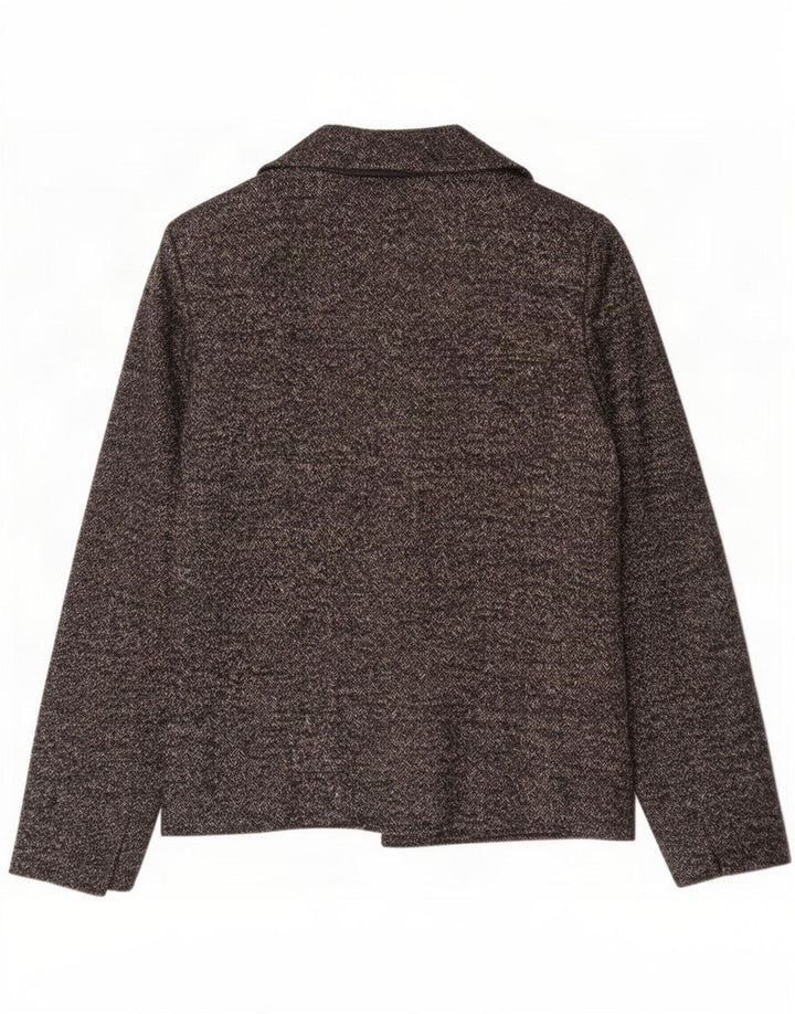 Giacca blazer da donna a 1 bottone Max Mara UK 12 Lana a spina di pesce grigio medio