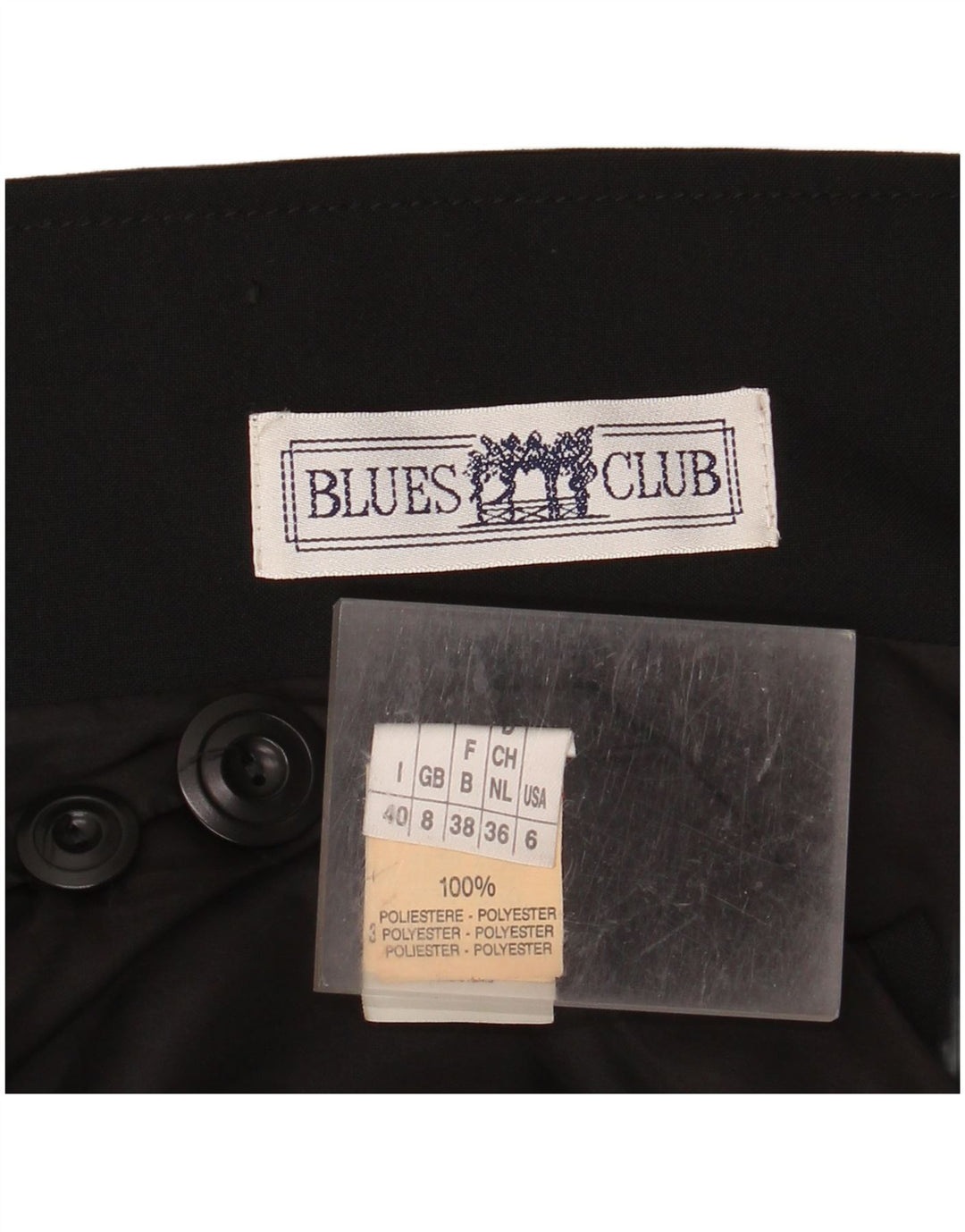 BLUES CLUB Giacca blazer a 3 bottoni da donna UK 8 piccola in poliestere nero