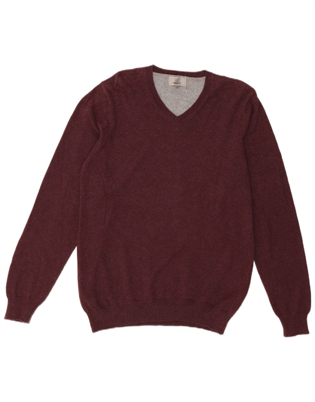 Maglione da uomo Marks & Spencer vestibilità regolare con scollo a V bordeaux medio