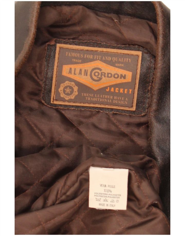 Giacca in pelle da uomo Alan Gordon UK 42 XL in pelle marrone