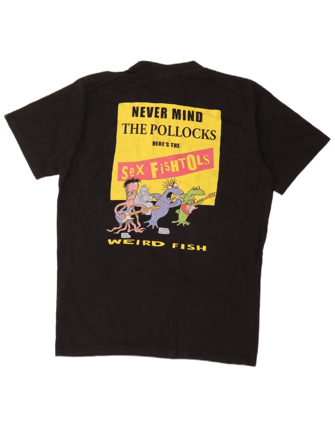 T-shirt grafica da uomo Weird Fish Top in cotone nero medio