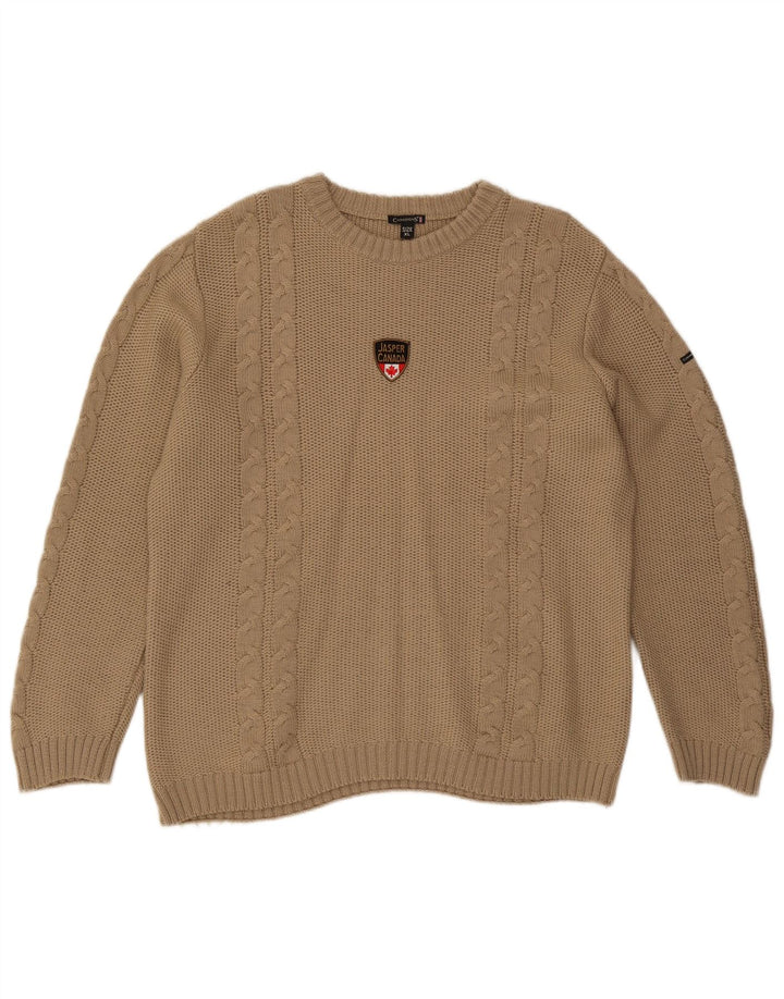 Canadiens Maglione da uomo con scollo a barca XL in lana beige