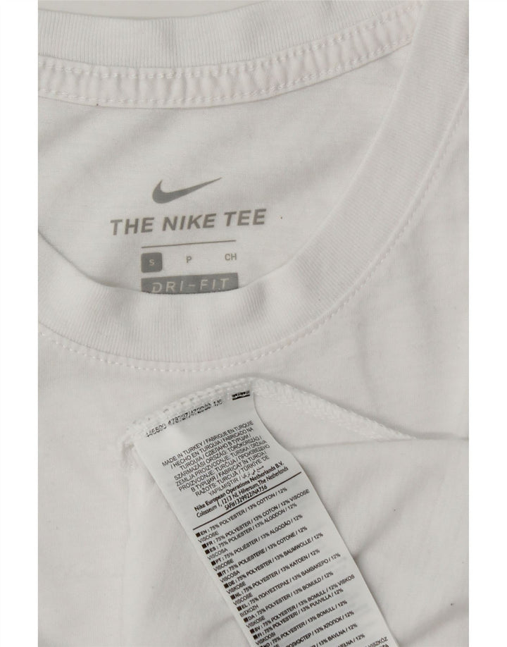 T-shirt grafica Nike Dri Fit da uomo, piccola, in poliestere bianco