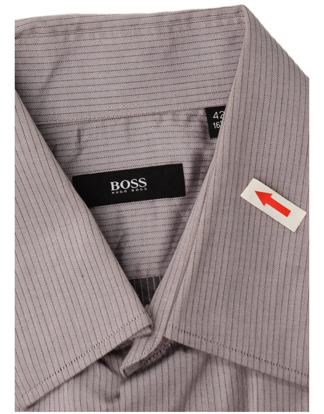 Camicia da uomo Hugo Boss taglia 16 1/2 42 grande gessato grigio